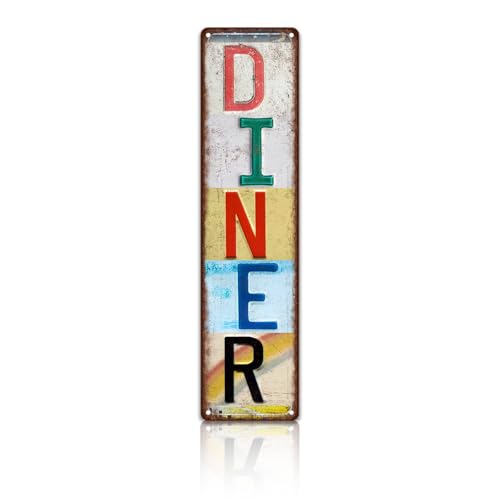 Vintage Diner Wall Decor Street Signs Home Metal Tin Signs 4 x 16 Inches - color: Diner