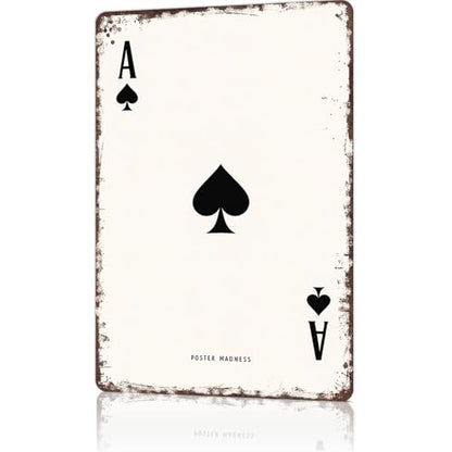 Funny Metal Signs Ace Posters Spades Wall Art Playing Card Tin Sign For Home Room Office Decor 8x12inch