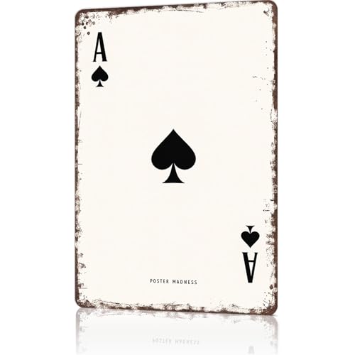 Funny Metal Signs Ace Posters Spades Wall Art Playing Card Tin Sign For Home Room Office Decor 8x12inch
