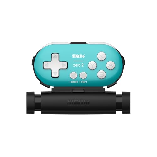 8Bitdo Zero 2 Bluetooth Gamepad Keychain Sized Mini Controller with Mobile Clip for Switch, Windows, Android (Turquoise Edition) - color: Turquoise