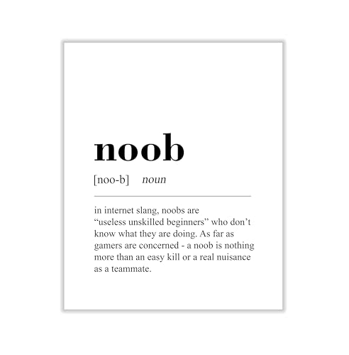 Poster Master Gaming Canvas - Noob Definition Print - Dictionary Art - Black & White Wall Design - Typography Art - Funny Game Room or Boy's Bedroom Wall Decor - 30x40 ROLLED Canvas - color: Style-02, size: 30"L x 40"W