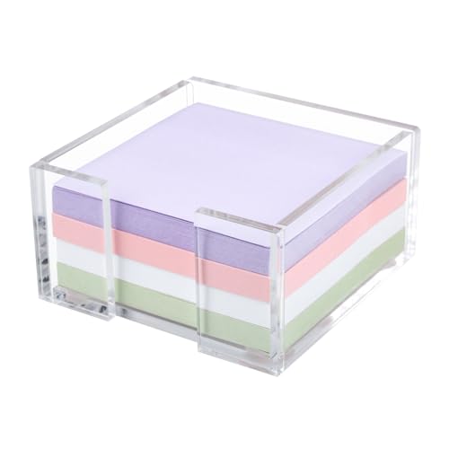 Acrylic Sticky Note Holder, 3 x 3 Crystal Clear Acrylic Notepad Holder Sticky Note Dispenser for Dorm Room and Office Desk Organizer - size: 3x3"