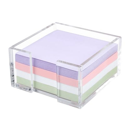 Acrylic Sticky Note Holder, 3 x 3 Crystal Clear Acrylic Notepad Holder Sticky Note Dispenser for Dorm Room and Office Desk Organizer - size: 3x3"
