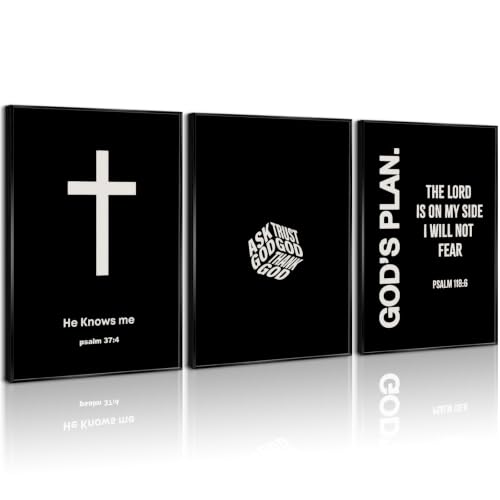 Christian Jesus Wall Art Black White God Canvas Wall Decor Religious Bible Verse Poster Modern Christian Cross Painting Artwork Christ Scripture Prints Picture for Bedroom 16x24 Inch Unframed Set of 3 - color: Black God Prints, size: 16x24 Inch No Frame