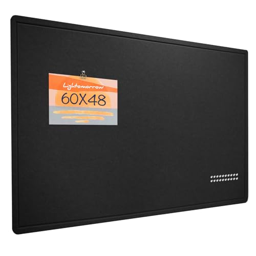 Lightomorrow Large Bulletin Board, 60 x 48 inches Decorative Felt Pinboard, 5' x 4' Cork Board Alternative for Wall, Foldable Photo Board Self-Adhesive Vision Board with 20 Pushpins - Black - color: Black, size: 47.2" x 59.1"