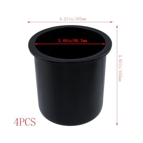 Dnyta 4pcs 4.2" x 4" Black Plastic Cup Holder Insert, Sofa Recliner Car Seat Cups Holder Replacement, Couch Cups Poker Table Cup Holders, for Table, Sofa, Boat, Truck, Car, Recline - color: 4pcs, Black, size: 4.2" x 4", Bottom U-shaped groove