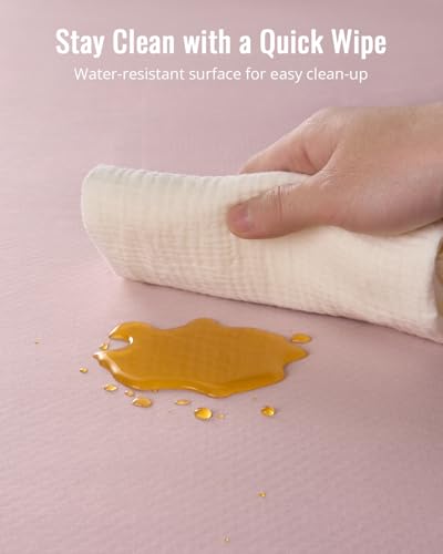 Blissful Diary Baby Splat Mat for Under High Chair, 50.4 x 50.4 Inch Wipeable Splash Mat, Waterproof and Washable, Anti-Slip Floor Protector, Blush Pink - color: Blush Pink