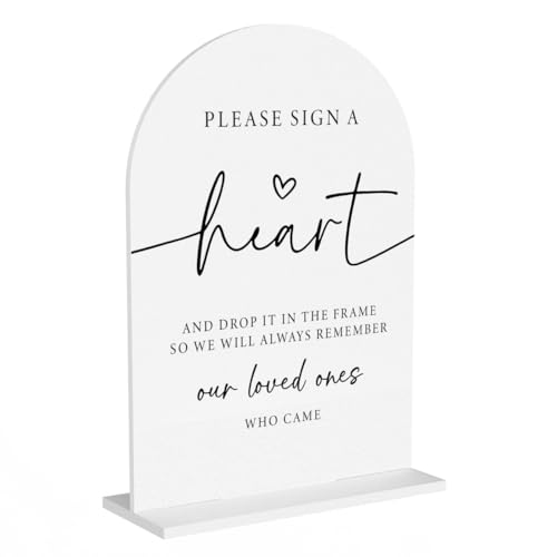 Please Sign a Heart Sign Heart Guest Book Sign Wedding Engagement Bridal Shower Decor for Ceremony Party Reception Guestbook Table Decor 5 x7 Inch - color: Heart Guest Book