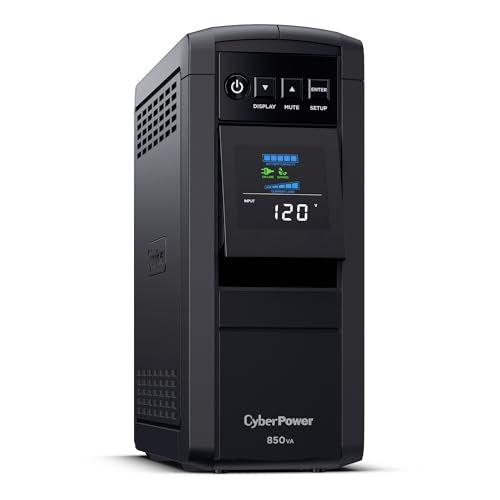 CyberPower CP850PFCLCD PFC Sinewave UPS Battery Backup and Surge Protector, 850VA/510W, 10 Outlets, AVR, Mini-Tower, UL Certified - size: 850VA, style: Mini-Tower