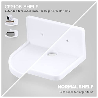 BRAINWAVZ 5” Small Floating Shelf, Adhesive & Screw in, for Bluetooth Speakers, Cameras, Plants, Books, Toys & More, Universal Shelves, Easy to Install Shelf CF2105 White - color: 5" White Shelf