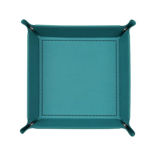 Valet Tray Desktop Storage Organizer – Vegan Leather Catchall Tray Bedside Vanity Tray Nightstand Caddy Holder for Remote Controller, Watch, Keys, Phone, Wallet, Coin, Jewelry, Turquoise - color: Turquoise