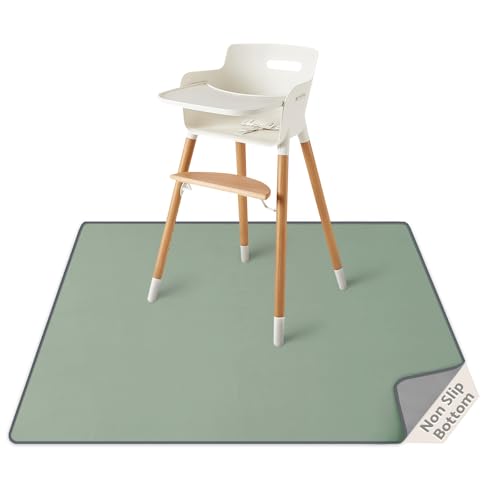 Blissful Diary Baby Splat Mat for Under High Chair, 50.4 x 50.4 Inch Wipeable Splash Mat, Waterproof and Washable, Anti-Slip Floor Protector, Sage Green - color: Sage Green