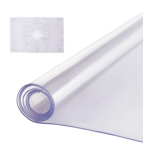 VEVOR Plastic Table Cover, 40 x 60 Inch 2.0 mm Thick Clear PVC Table Protector, Rectangle Desk Mat, Waterproof & Easy Cleaning Tablecloth, for Office, Dresser, Dining Room, Night Stand - size: 60" x 40" (Rectangular)
