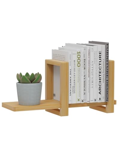100% Solid Wood Adjustable Desktop Bookshelf, Retro Tabletop Bookshelf, Desk Shelf Living Room, Home, Office, Perfect for Magazine, Books, Cookbooks, No Tools Required to Assemble (Yellow) - color: Yellow
