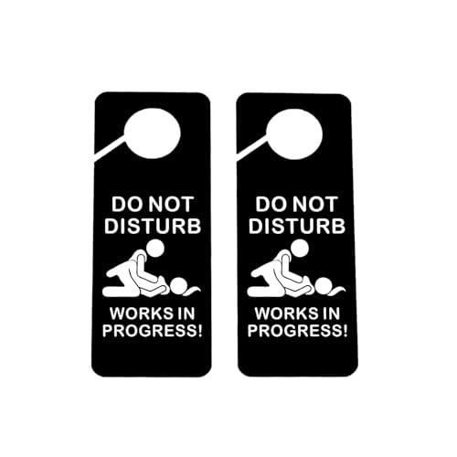 CENWA 2 Pcs Funny Door Sign Sex Sign Do Not Disturb Works in Progress Adults Door Hanger (Works in) - color: Works in