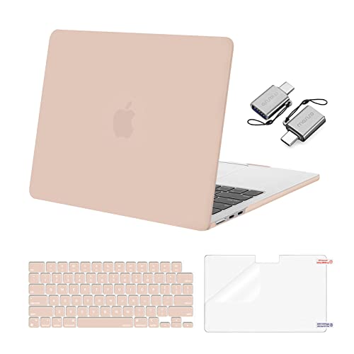 MOSISO Compatible with MacBook Air 13 inch Case M5 2026 M4 2025 M3 M2 2024-2022 A3449 A3240 A3113 A2681, Hard Shell&Keyboard Cover&Screen Film&Type C for MacBook Air 13.6 inch Case, Camel - color: Camel