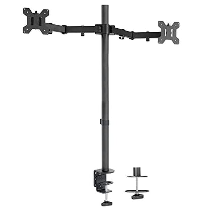 VIVO Dual Monitor Stand Up Desk Mount Extra Tall 39 inch Pole, Fully Adjustable Stand for up to 27 inch Screens, Black, STAND-V012 - size: 13" - 27" screens