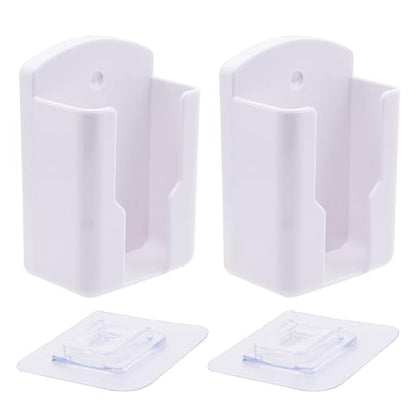 RUIAN 2Pcs Fashion Remote Control Holders Self Adhesive Wall Mount Air Conditioner Media Storage Racks Organizers, White