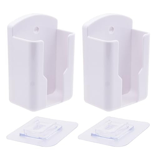RUIAN 2Pcs Fashion Remote Control Holders Self Adhesive Wall Mount Air Conditioner Media Storage Racks Organizers, White