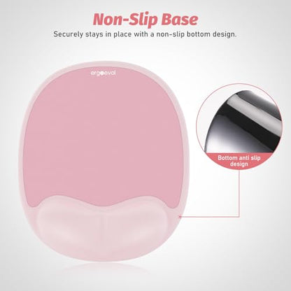 Ergonomic Mouse Pad with Wrist Rest & Elbow Support, Memory Foam Cushion, Non-Slip Base, Pain Relief for Office, Home & Gaming, Compatible with Vertical Ergonomic Mouse (Blush Pink) - color: Blush Pink