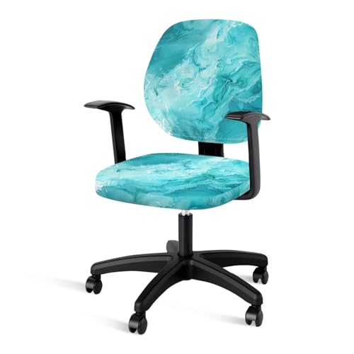 Blue Marble Print Office Chair Covers for Women Stretchable Office Chair Seat Cover 2 Piece Washable Gaming Chair Cover Universal Fit Wheelchairs,Computer Chairs,Gaming Chairs - color: Blue Marble Print