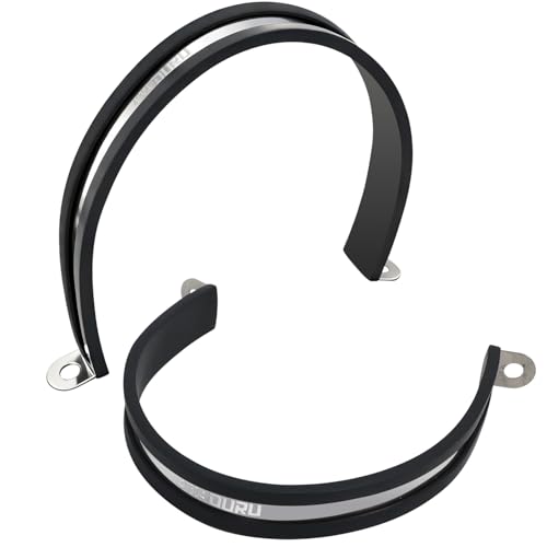 OURU 2pcs 4 Inch Pipe Clamp 304 Stainless Steel, Heavy Duty Rubber Cushioned Insulated Pipe Strap, U Bracket Clamp Conduit Clamp for Automotive, Wire & Tube - size: 4"