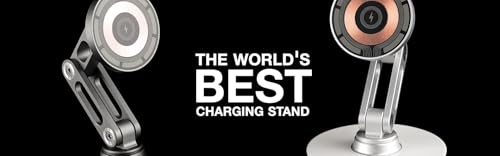 ClikDock Cell Phone Magnetic Wireless Charger Stand, 360° Spin, Aluminum Construction, Compatible with MagSafe Phones for iPhone & Andriod (White)