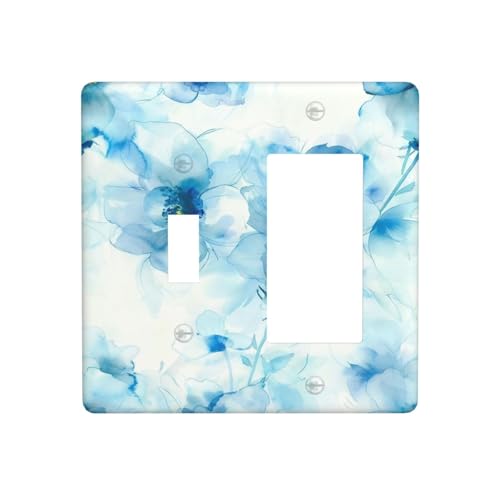 Watercolor Flower Blue White Large Floral Leaf Plants Outlet Covers 1 Toggle 1 Rocker Combination Decorative Wall Plate Electrical Switch Plates Light Switch Cover Plate for Bedroom Living Room Decor - color: Watercolor Flower Blue White Large Floral Leaf