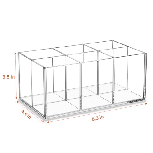 HIIMIEI Clear Makeup Brush Holder Organizer Acrylic 6-Slots Cosmetic Brushes Storage Organizer for Vanity Countertop - color: Clear