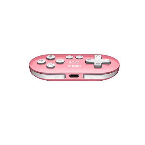 8Bitdo Zero 2 Bluetooth Gamepad Keychain Sized Mini Controller with Mobile Clip for Switch, Windows, Android (Pink Edition) - color: Pink