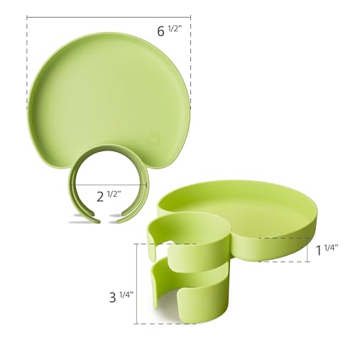 Munchkin Carseat Tray with Miracle 360 Sippy Cup for Toddlers 1-3 - Travel & Road Trip Accessory for Kids, Mess-Free Snacking and Spill Proof Drinking in The Car, Green - color: Green