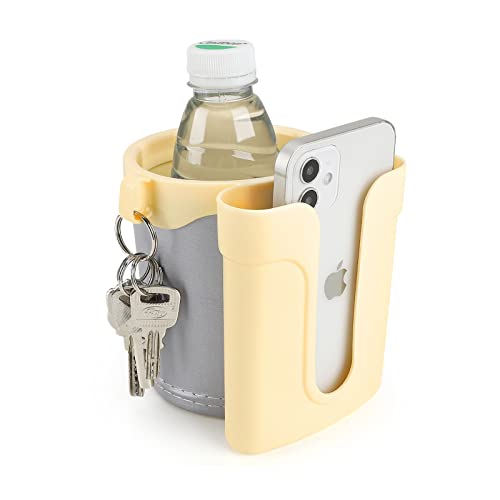 Accmor 3-in-1 Bike Cup Holder with Cell Phone Keys Holder, Bike Water Bottle Holders, Universal Bar Drink Cup Can Holder for Bicycles, Motorcycles, Scooters, Yellow Grey - color: Gream Yellow Grey