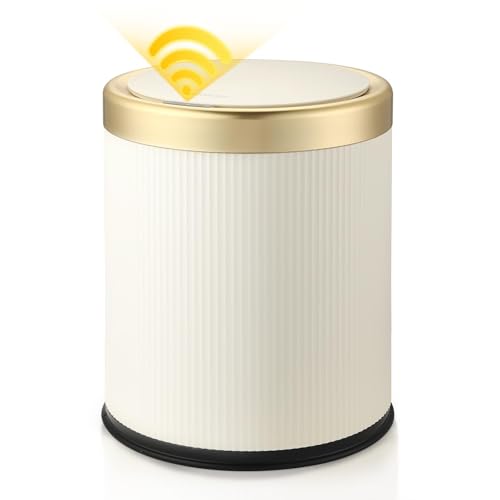 Automatic Motion Sensor Bathroom Trash Can with Lid, 2.8 Gallon Touchless Trash Garbage Bin Small Mini Trash Cans Trashcan -White - color: White, size: 2.8 Gallon