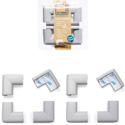 Roving Cove HeftyFit Corner Protector for Baby (8 Large Corners), Heavy-Duty Soft Rubber Foam Furniture Corner Bumper Guards, 3M Adhesive Pre-Taped, Stone Grey - color: Stone Grey, size: Large 8 Count (Pack of 1)