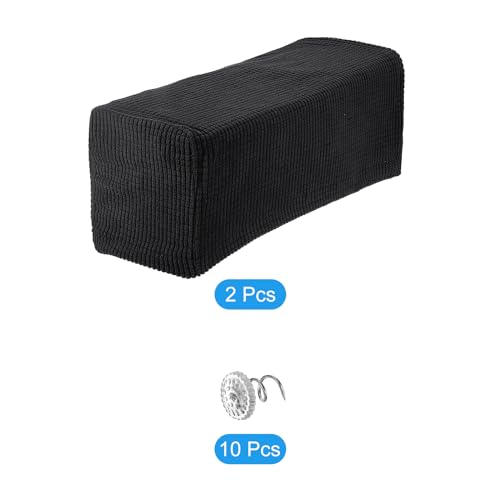 uxcell 2pcs Stretch Armrest Covers for Chairs/Sofas, Couch Arm Covers with Twist Pin, Furniture Protector Slipcovers for Sofa Chair Recliner Black - color: Black