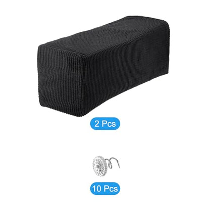 uxcell 2pcs Stretch Armrest Covers for Chairs/Sofas, Couch Arm Covers with Twist Pin, Furniture Protector Slipcovers for Sofa Chair Recliner Black - color: Black