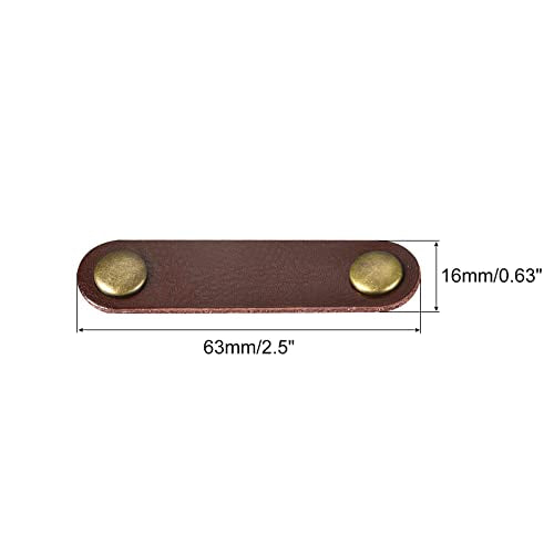 MECCANIXITY Pack of 5 Leather Cable Straps Cord Organizer 63x16mm Portable Cable Leather Clips Brown Earphone Cord Management for Cable, Wire - color: Brown
