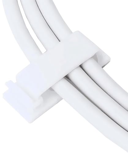 Cable Clips, Ethernet Cable Organizer, Conwork Adhesive Wire Management Clamps, Desktop Cord Holder Hider, Charging Cable Organizer & Management System for TV PC Laptop Home Office [50-Pack, White] - color: White 50-Pack