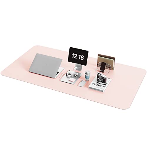 YSAGi Non-Slip Leather Desk Pad XL Size, Waterproof Laptop Computer Desk Keyboard Mat, Table Protector Blotter Mat, Large Mouse Pad for Office/Work/Home/Decor(Pink, 47.2" x 23.6")-No Band - color: Pink, size: 47.2" x 23.6"