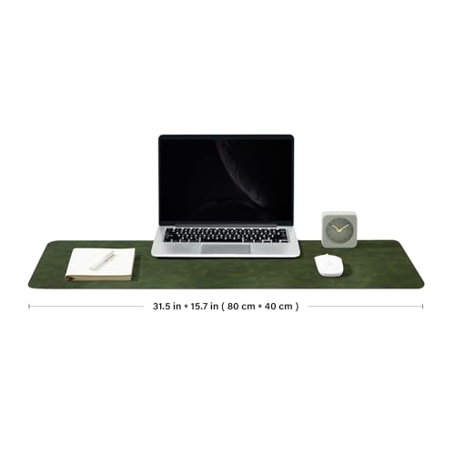 Distressed Leather Desk Mat - Non-Slip PU Desk Pad for Office and Home - Desk Organization and Accessories - Ideal for Large Mouse Pad and Desk Mats on Top of Desks(Forest Green,31.5"x 15.7") - color: Forest Green, size: 31.5" x 15.7"