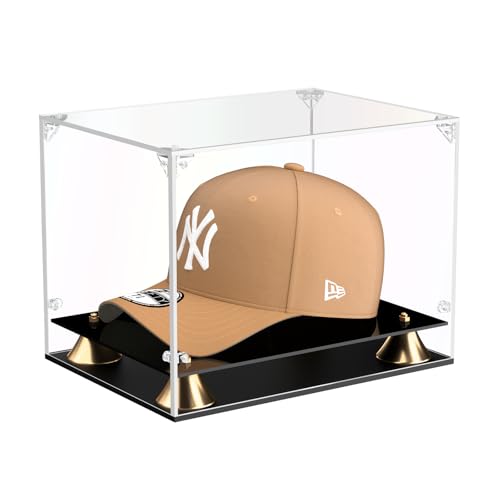 KOLIPI Hat Display Case, Clear Acrylic Baseball Cap Display Box with Double Layer Base, Self-Assembly Showcase for Baseball Cap, Snapback, Mini Helmet, UV Protection for Signed Memorabilia - size: Hat Case, 11x8x7 inches