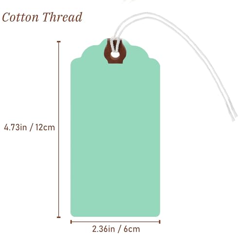 Outus 60 Pcs 4 3/4-in x 2 3/8-in Blank Large Paper Gift Tags with String and Reinforced Eyelet Wire Writable Price Tags Shipping Labels Inventory Labels(Gradient Green) - color: Gradient Green, size: Solid Style