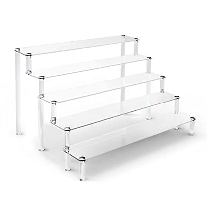 5 Tier Acrylic Stands for Display, Clear Display Stand Risers Shelf for Cupcakes Perfumes Figurines, Tabletop Cupcake Stand for Decorating & Organizing (15.7”x12.6”x9.8”)