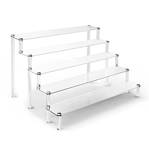 5 Tier Acrylic Stands for Display, Clear Display Stand Risers Shelf for Cupcakes Perfumes Figurines, Tabletop Cupcake Stand for Decorating & Organizing (15.7”x12.6”x9.8”)