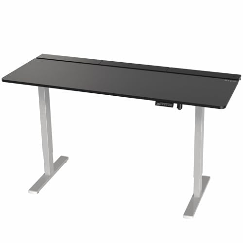 VIVO Black 71 x 30 in Stand Up Desk, DESK-KIT-1G6-P3B-71 | Electric, Holds 220 lbs, Sit Stand, Height Adjustable Table, Cable Tray, Full-Size Mouse Pad, Office Furniture, Gray Frame - color: Black Top / Gray Frame, size: 71 x 30
