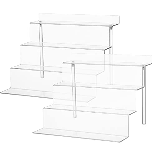 Acrylic Stands for Display,4 Step Display Riser Clear Cupcakes Perfumes Cologne Funko Pop Figurines Display Stand Risers Shelf for Decoration and Organizer(2pack,12 x 9 INCH) - color: 2p-12x9-clear