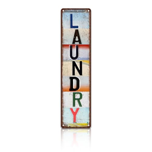 Vintage Laundry Wall Decor Street Signs Laundry Room Metal Tin Signs 4 x 16 Inches - color: Laundry