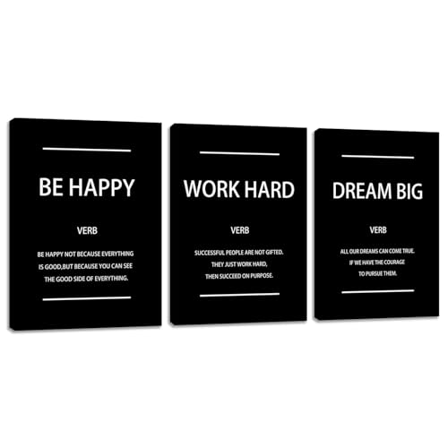 Motivational Affirmation Wall Art Inspirational Poster Prints Encourage Office Wall Decor Art Prints Black Pictures Painting Stretched and Framed Ready to Hang for Living Room Bedroom (36" Wx16 H) - color: Decor-06, size: 12 x 16 inch x 3pcs