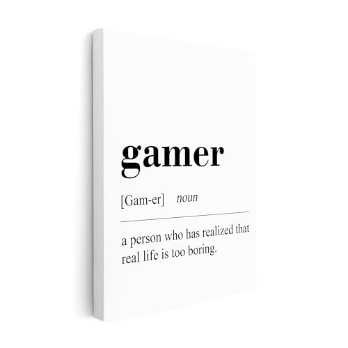 Poster Master Gaming Canvas - Gamer Definition Print - Dictionary Art - Black & White Wall Design - Typography Art - Funny Game Room or Boy's Bedroom Wall Decor - Available in 8x10 to 30x40 - color: Style-03