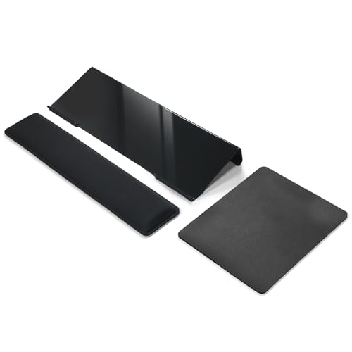 Computer Keyboard Wrist Rest Bracket, Memory Foam Keyboard Wrist Rest Set, Non-Slip Silicone Base, pergonomic and Convenient Typing, ain Relief,Suitable for Office, Work, Gaming (Black)